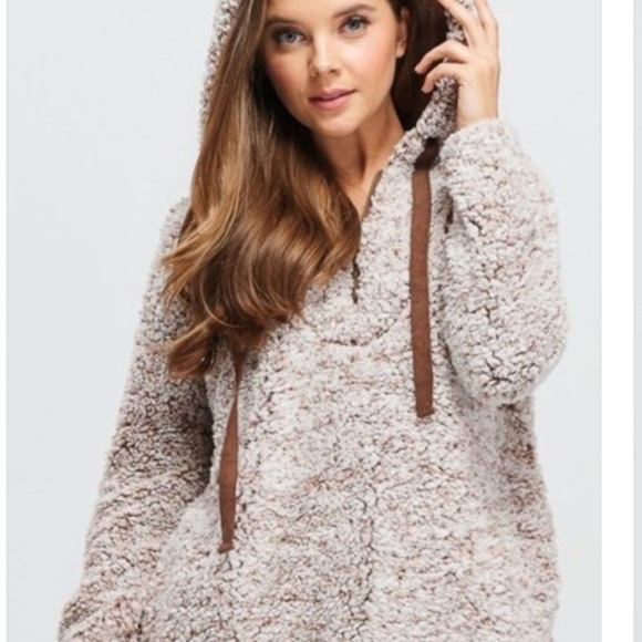 Faux Fur Teddy Pullover with Hood - Picture 6 of 7